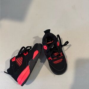 Jordan Kids Black and Bright Red Sneakers